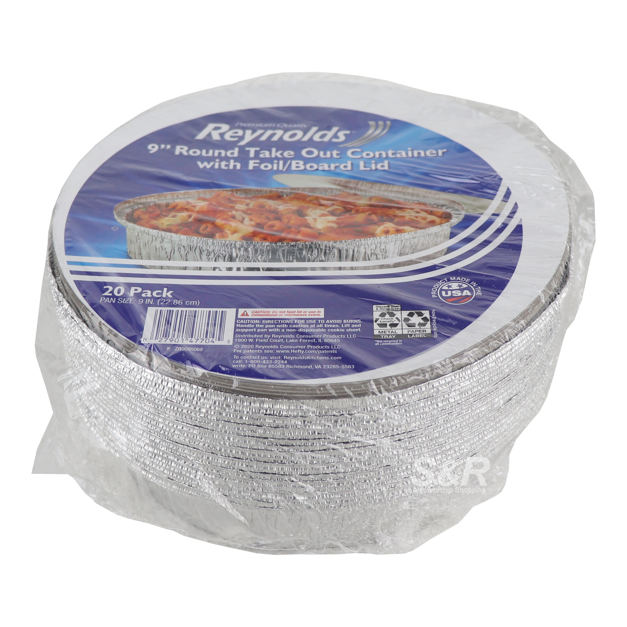 Reynolds 9in Round Take Out Container with Foil Lid 20pcs